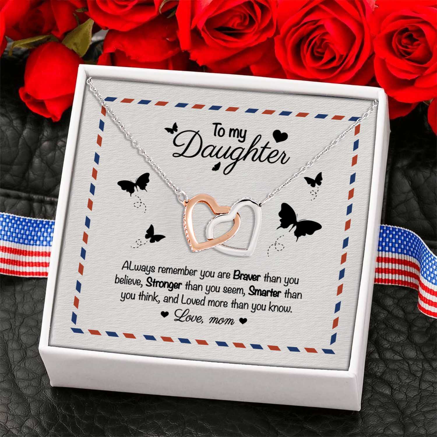 To My Daughter Butterfly America Flag Necklace Mockup 6 (Hand)