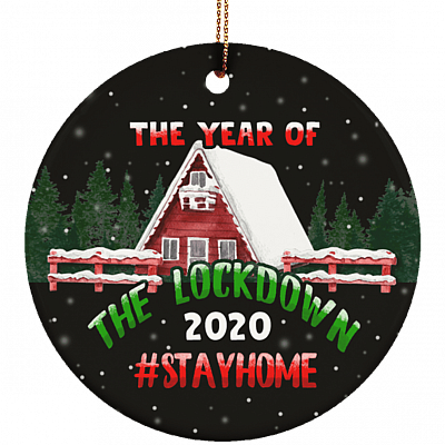 2020 Year of the Lockdown Decorative Christmas Ornament- Flat Circle Porcelain Ceramic Ornament- Holiday Decoration Gift, White, Ceramic Circle Ornament