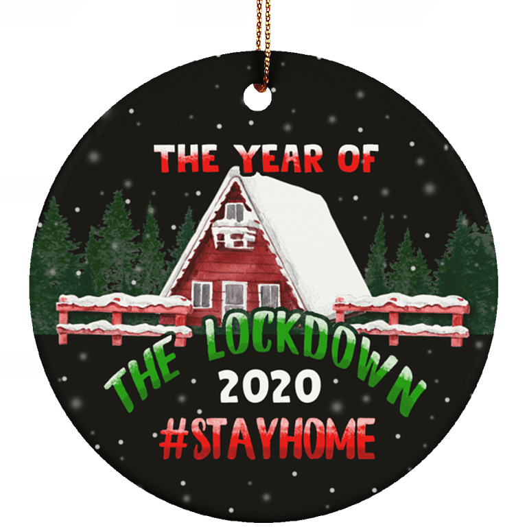 2020 Year of the Lockdown Decorative Christmas Ornament- Flat Circle Porcelain Ceramic Ornament- Holiday Decoration Gift, White, Ceramic Circle Ornament
