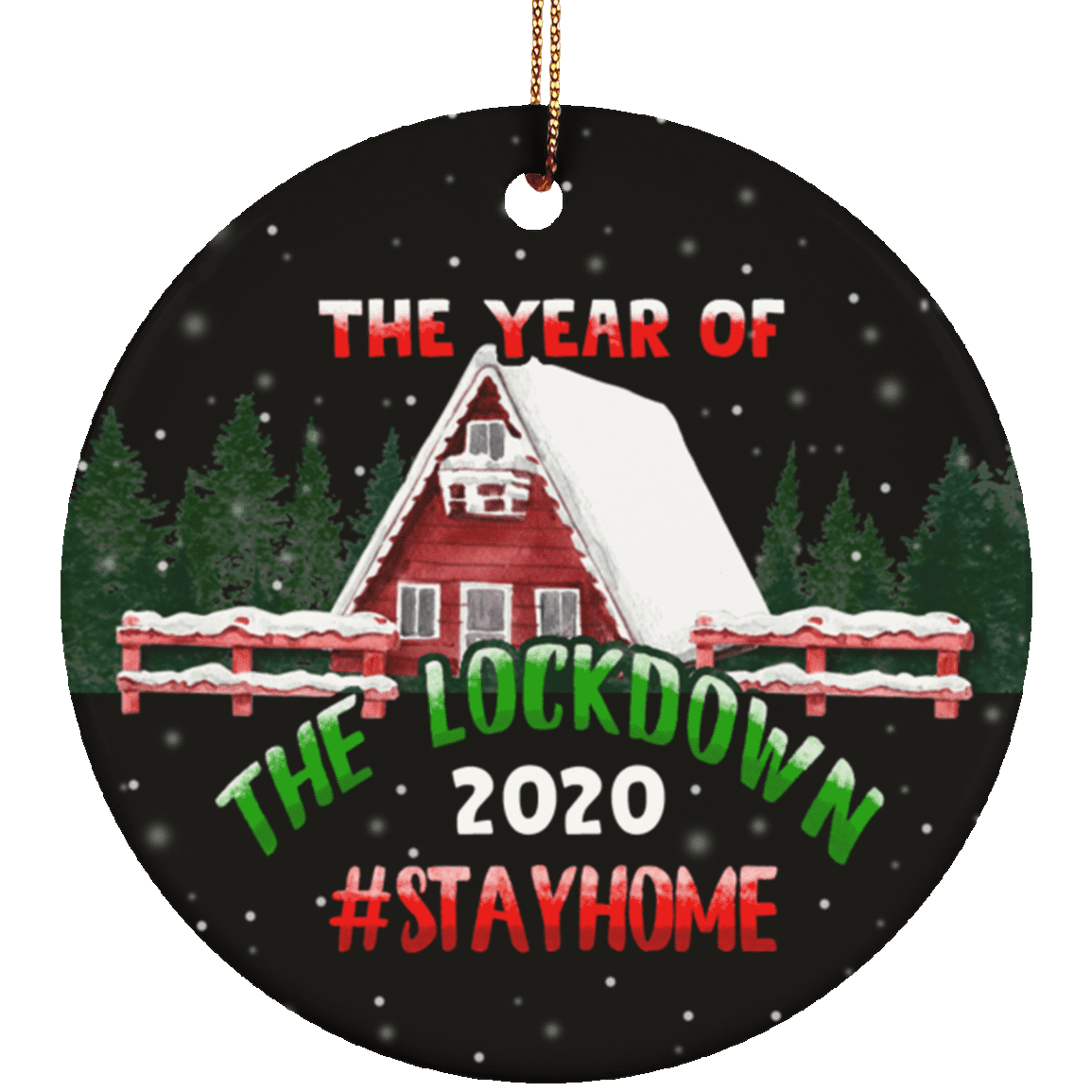 2020 Year of the Lockdown Decorative Christmas Ornament- Flat Circle Porcelain Ceramic Ornament- Holiday Decoration Gift, White, Ceramic Circle Ornament
