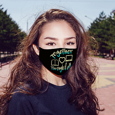 Alternative view of Quarantined Teacher Together Through It All Washable Reusable Custom - Printed Cloth Face Mask Cover