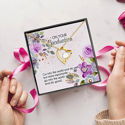 Alternative view of On Your Graduation Go Into the World and Do Well Heartfelt Card And Jewelry Forever Love Pendant Necklace