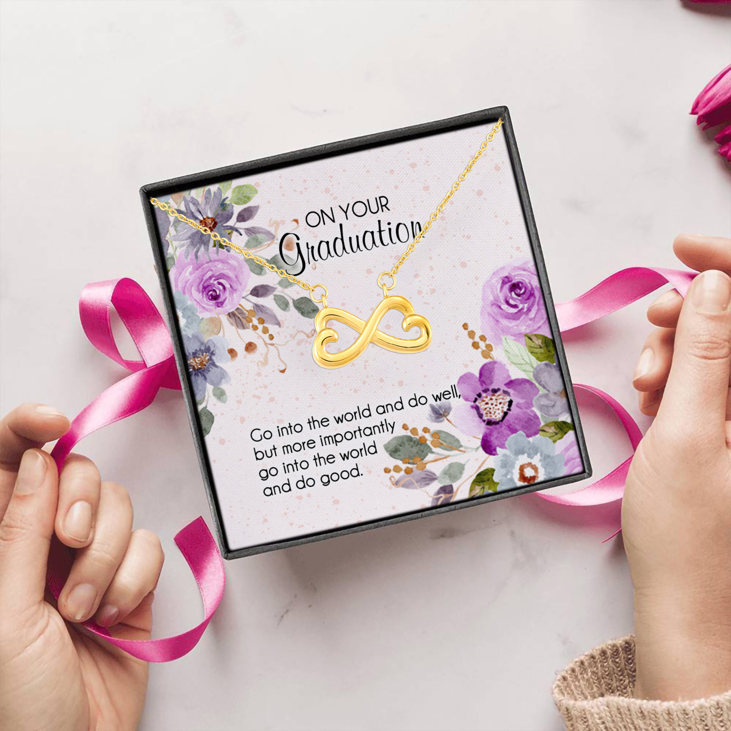 5O. Your Graduation Infinity Heart Necklace (Gold) 5