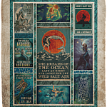 She Dreams Of The Ocean Late At Night Mermaid Fleece Blanket - Premium Sherpa Blanket - Woven Blanket, White, Cozy Plush Fleece Blanket - 50x60