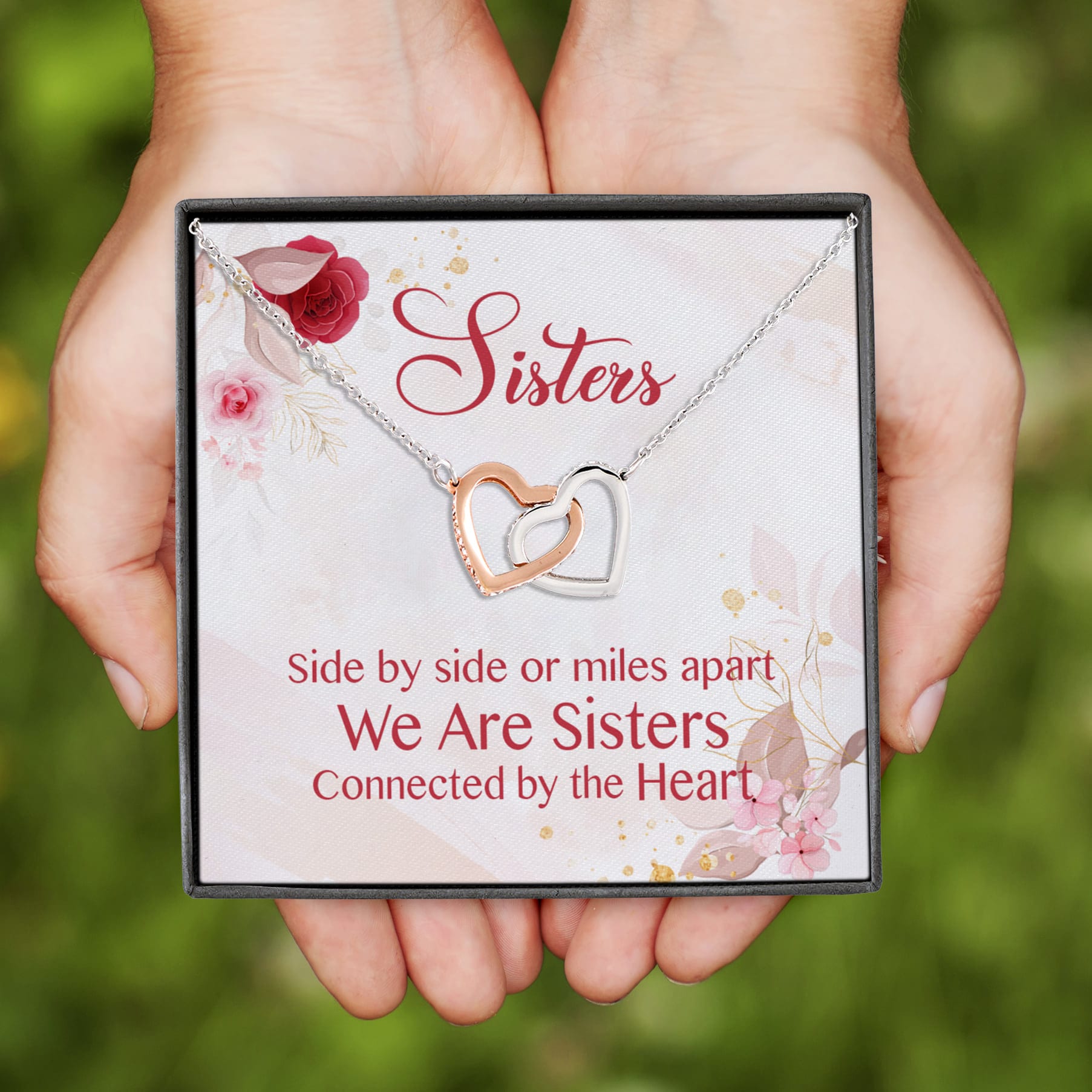 15Th. Sister Side By Side(4) Interlocking Hearts Necklace