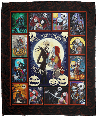 My Only Love Jack And Sally We Are Simply Meant To Be Halloween Fleece Blanket - Premium Sherpa Blanket, White, Cozy Plush Fleece Blanket - 50x60