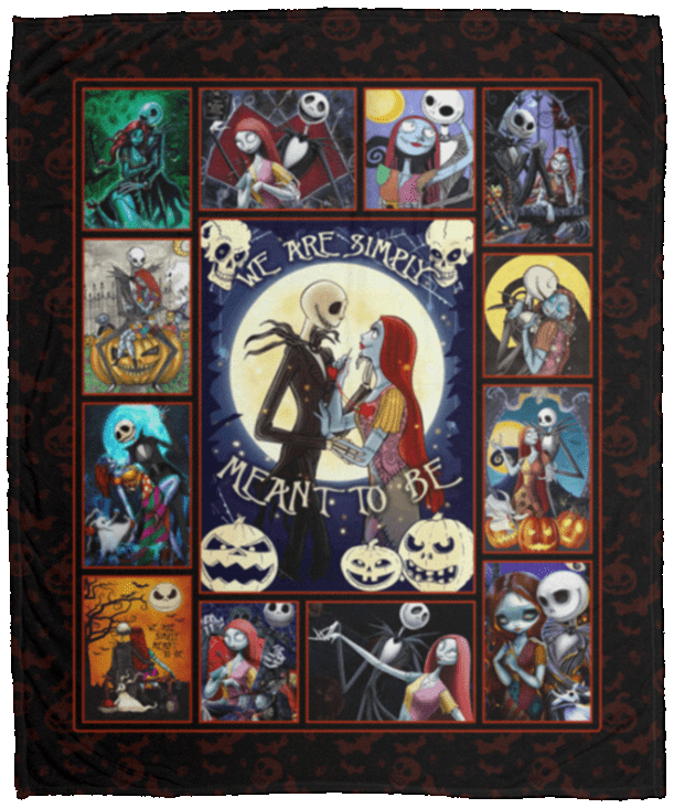 My Only Love Jack And Sally We Are Simply Meant To Be Halloween Fleece Blanket - Premium Sherpa Blanket, White, Cozy Plush Fleece Blanket - 50x60