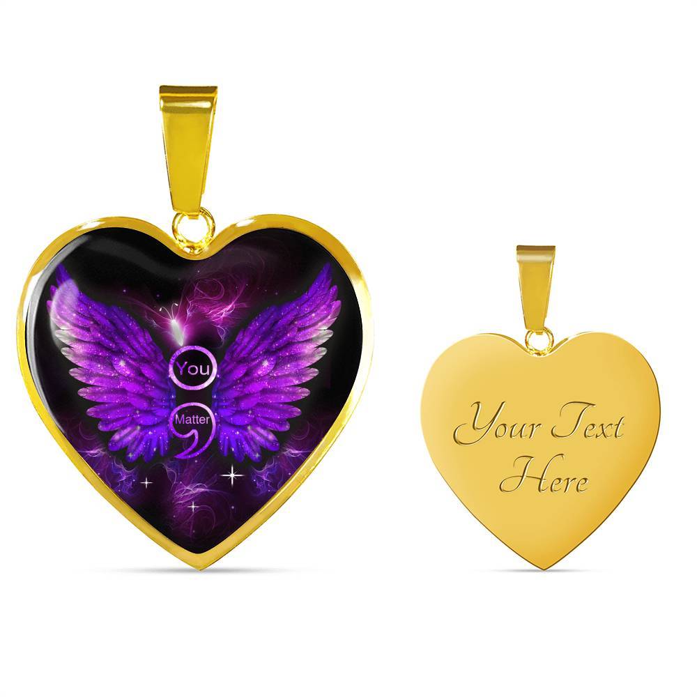 You Matter Memorial Suicide Prevention Awareness Heart Pendant Necklace - Mental Health Awareness Necklace - Heart Luxury Necklace (Gold Plated)
