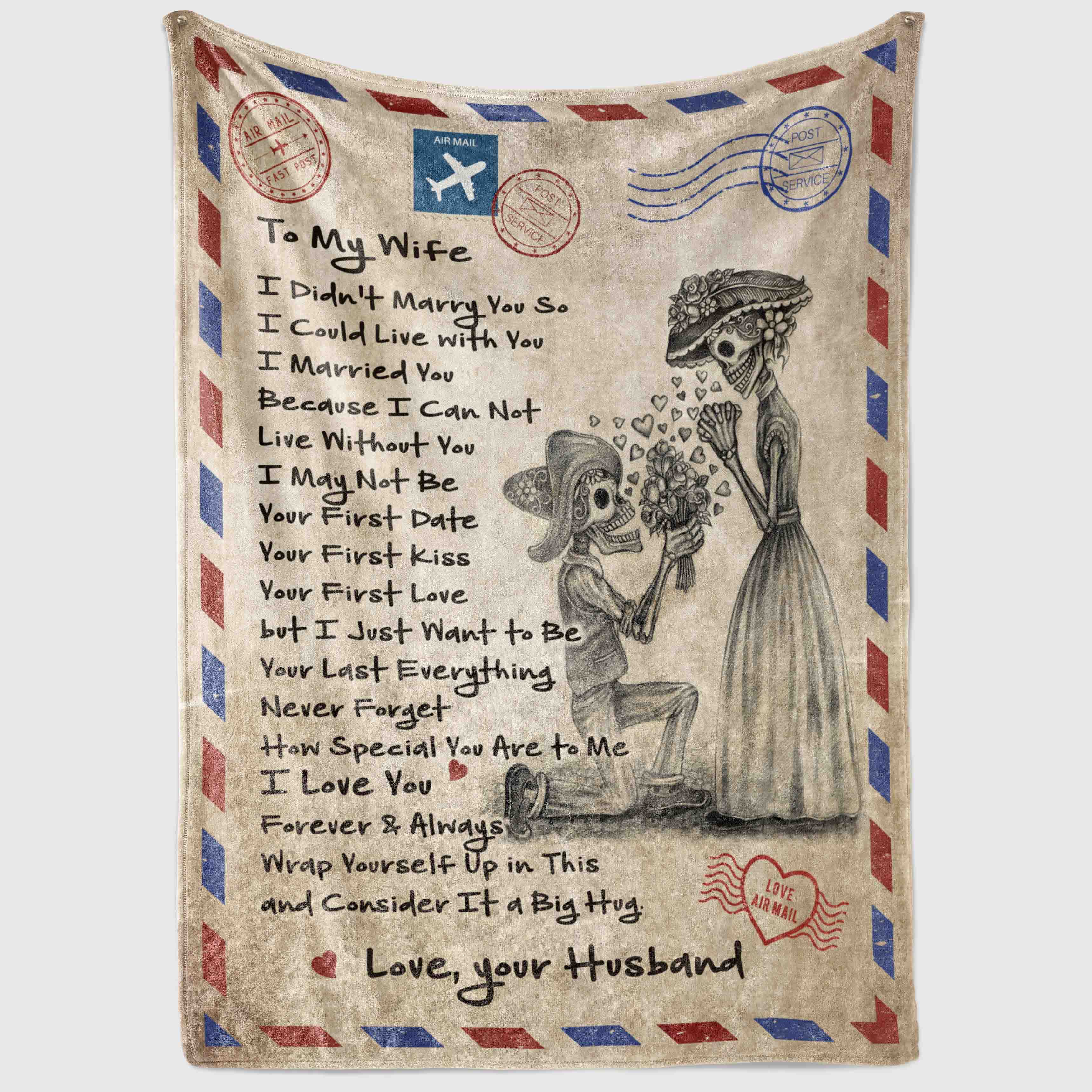 8VT. To My Wife Skull blanket mockup