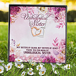 8VT. Unbiological Sister By Blood Interlocking Hearts Necklace 7