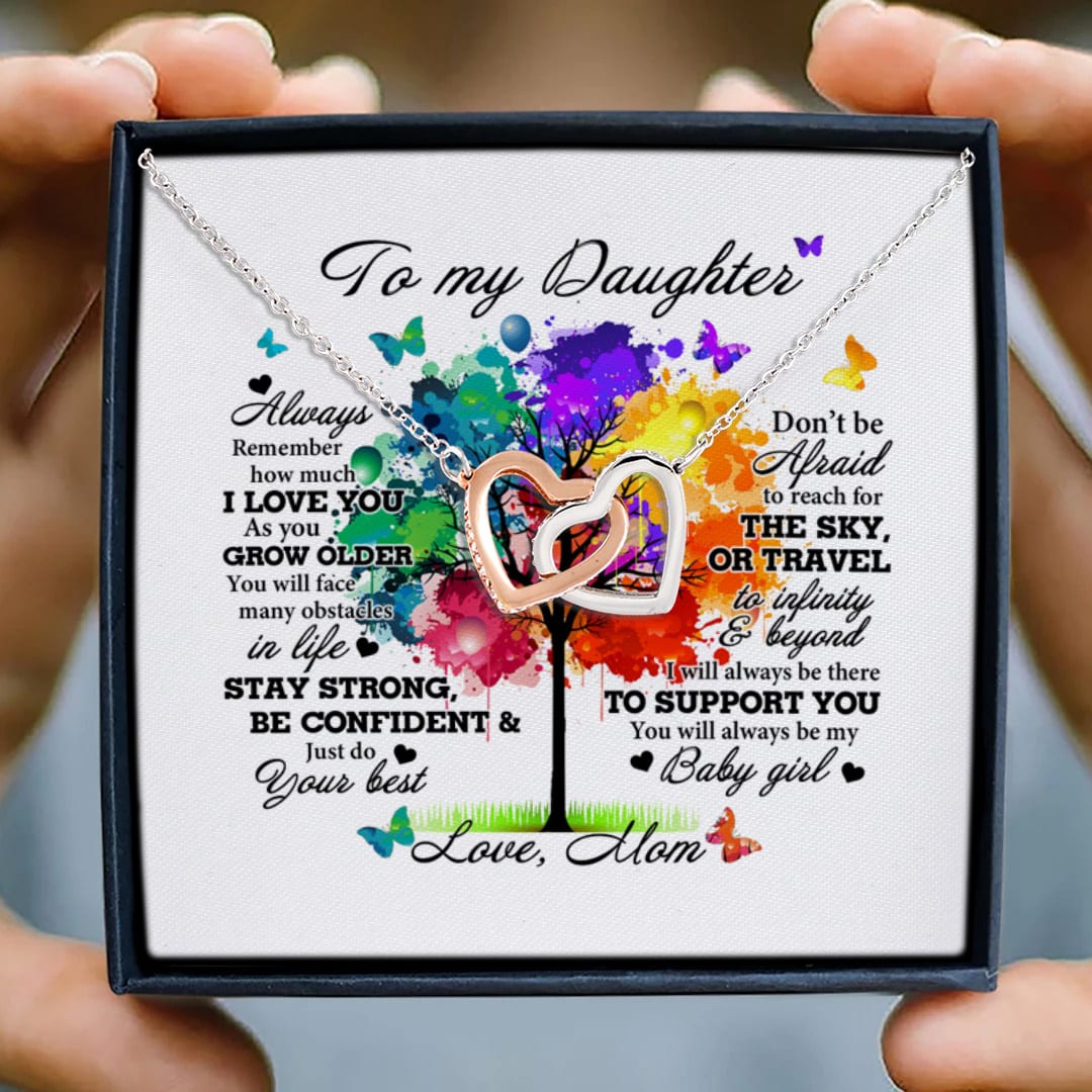 3. To My Daughter Mom Interlocking Hearts Necklace 3