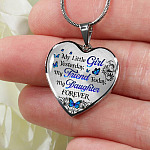 My Little Girl Yesterday My Friend Today My Daughter Forever Luxury Heart Pendant Necklace - Daughter Gifts - Heart Luxury Necklace (Silver)