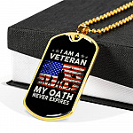 I Am A Veteran My Oath Never Expires Dog Tag Pendant Necklace - Dog Tag (Gold Plated) I Am A Veteran My Oath Never Expires Dog Tag Pendant Necklace - Dog Tag (Gold Plated)