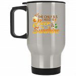 The Only BS I Need Is Beer and Sunshine Drink Girl Beer Stein - Travel Mug, Silver, 14 oz. Silver Travel Mug