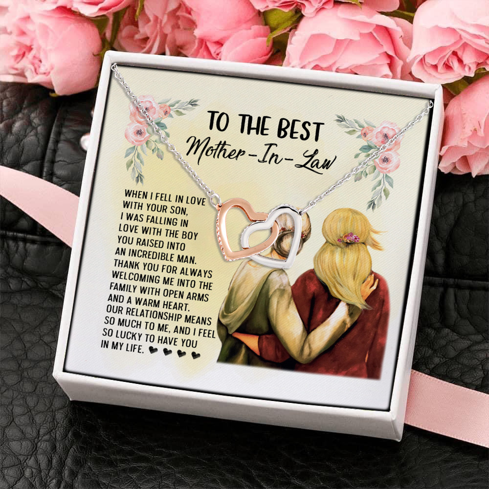 6O. Best Mother In Law card (6) Interlocking Hearts Necklace 4