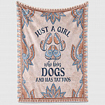 3VT. Just A Girl Who Loves Dogs blanket mockup