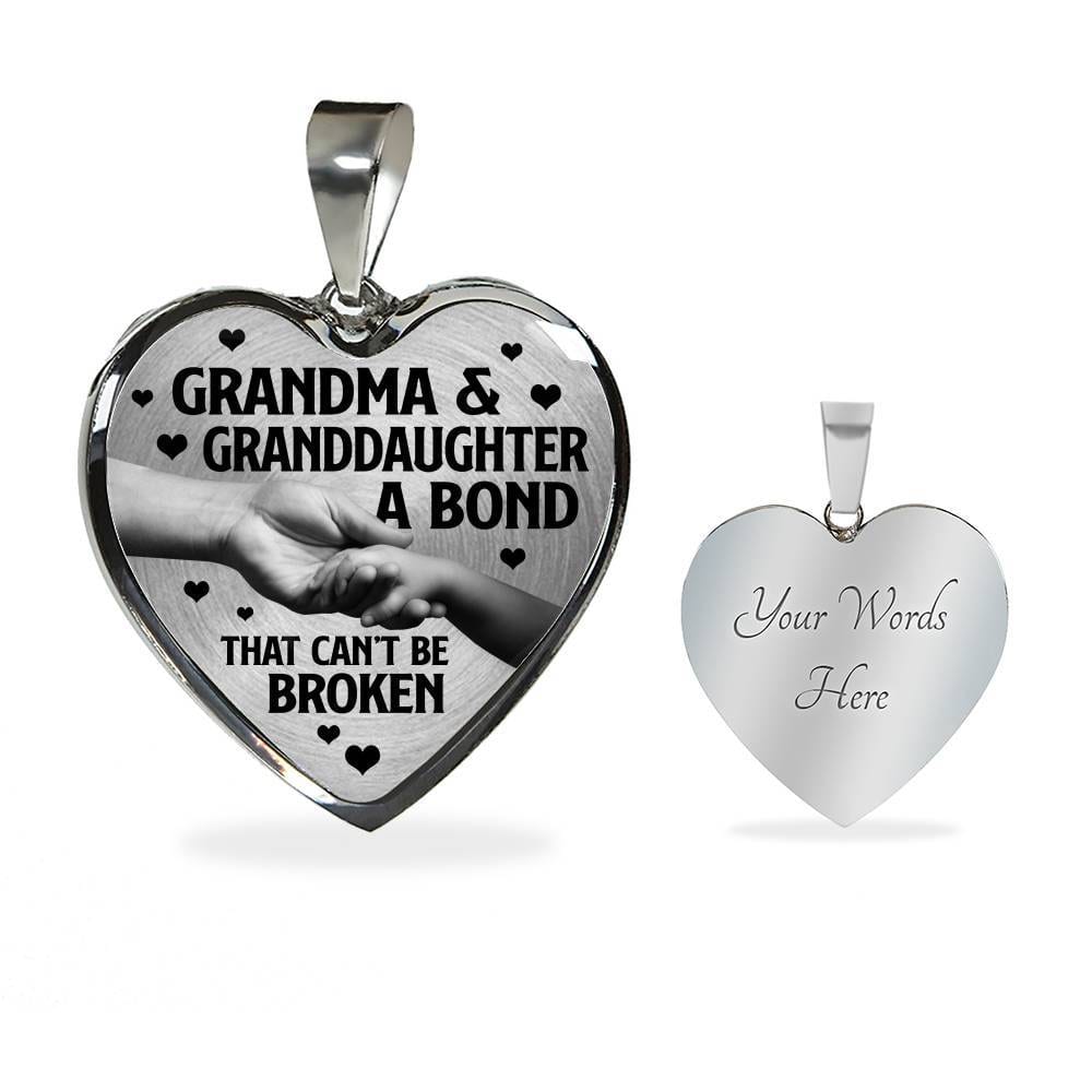 Grandma and Granddaughter a Bond That Can't Be Broken Heart Pendant Necklace - Heart Luxury Necklace (Silver) Grandma and Granddaughter a Bond That Can't Be Broken Heart Pendant Necklace - Heart Luxury Necklace (Silver)
