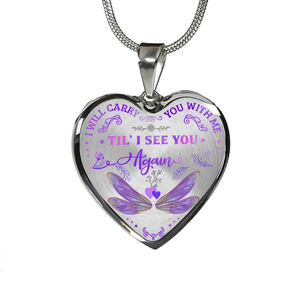 Dragonfly I Will Carry You with Me Til' I See You Again Heart Pendant Necklace - Heart Luxury Necklace (Silver) Dragonfly I Will Carry You with Me Til' I See You Again Heart Pendant Necklace - Heart Luxury Necklace (Silver)