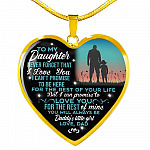 Dad To My Daughter Never Forget That I Love You Heart Pendant Necklace - Heart Luxury Necklace (Gold Plated)