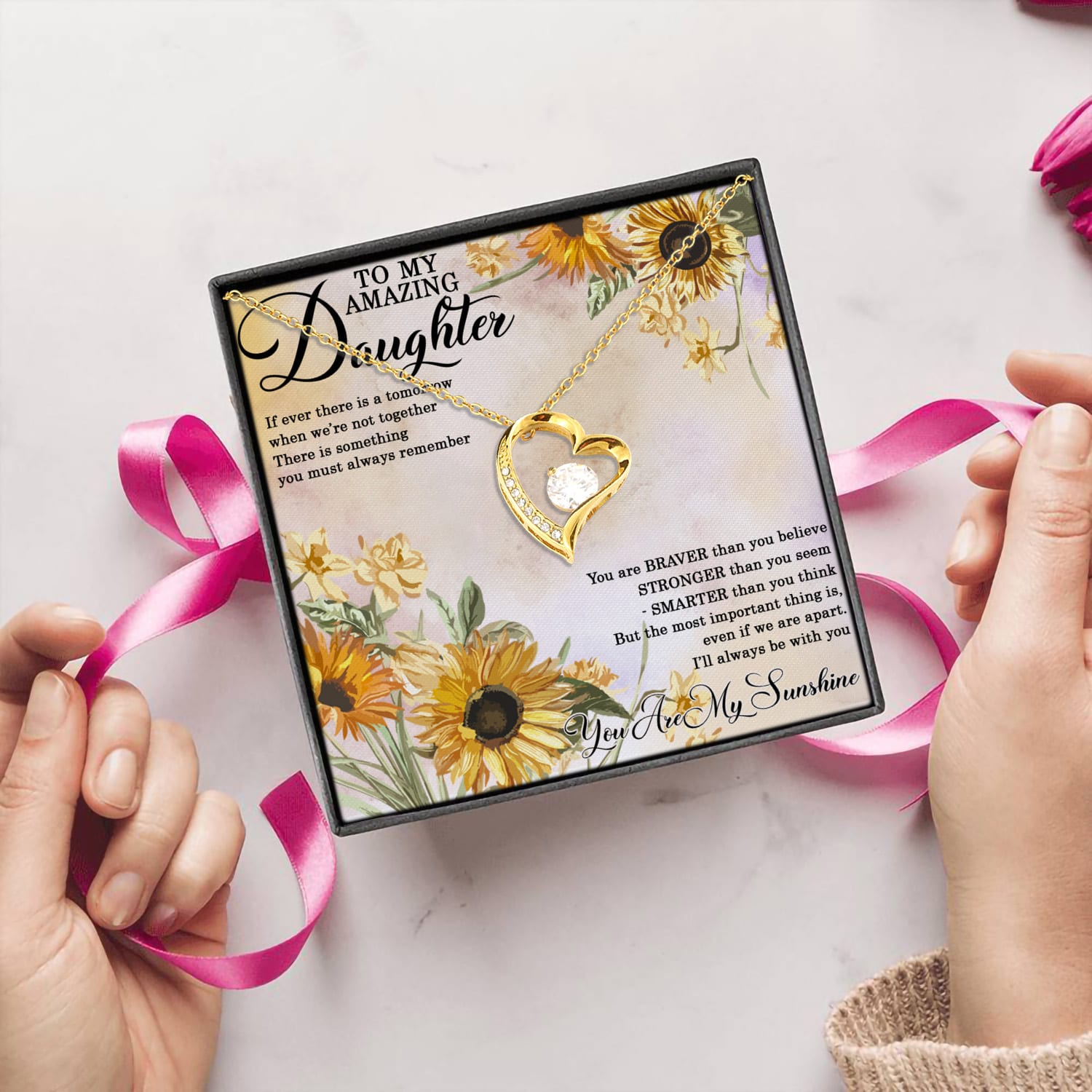 2. To My Amazing Daughter(4) Forever Love Necklace (Gold) 5