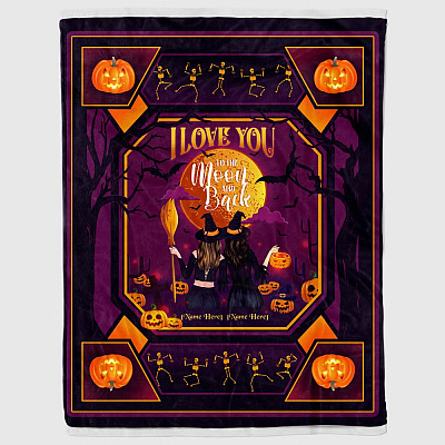 Alternative view of Personalized Halloween Besties I Love You to the Moon and Back Fleece Blanket - Premium Sherpa Blanket