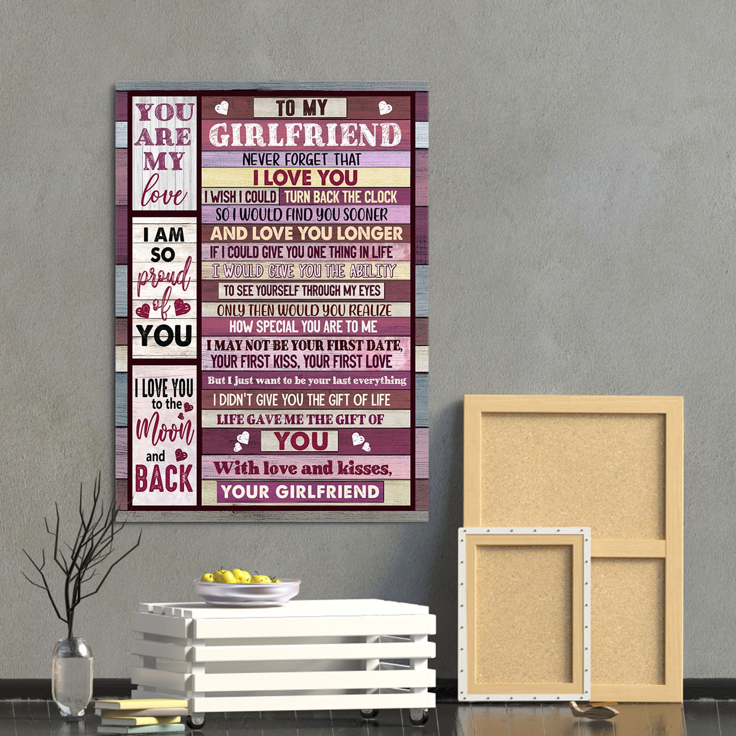 3VT. To My Girlfriend Wood canvas mockup