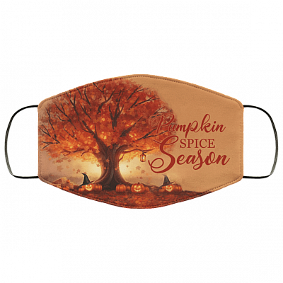 Pumpkin Spice Season Washable Reusable Custom - Printed Cloth Face Mask Cover, White, Cloth Face Cover – Medium/Large