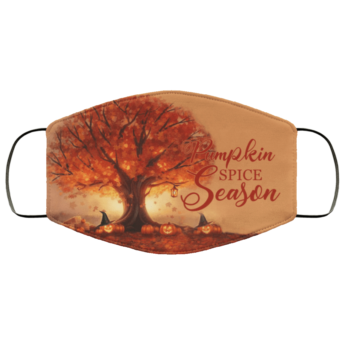 Pumpkin Spice Season Washable Reusable Custom - Printed Cloth Face Mask Cover, White, Cloth Face Cover – Medium/Large