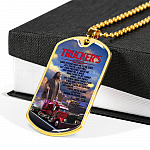 Trucker's Prayer Lord Please Help Me To Be Safe I Put My Hands In Yours Lord Get Me Home Dog Tag Pendant Necklace - Dog Tag (Gold Plated)