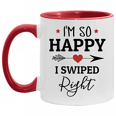 Gift I'm So Happy I Swiped Right Accent Mug, White/Red, 11 oz. Accent Mug