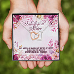 8VT. Unbiological Sister By Blood Interlocking Hearts Necklace