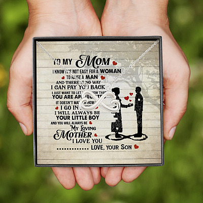 Alternative view of To My Mom I Know It's Not Easy For A Woman To Raise A Man From Son Infinity Heart Pendant Necklace