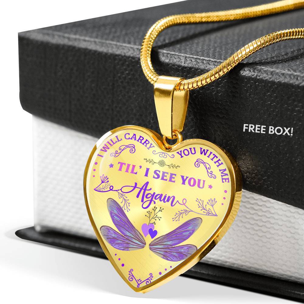Dragonfly I Will Carry You with Me Til' I See You Again Heart Pendant Necklace - Heart Luxury Necklace (Gold Plated) Dragonfly I Will Carry You with Me Til' I See You Again Heart Pendant Necklace - Heart Luxury Necklace (Gold Plated)