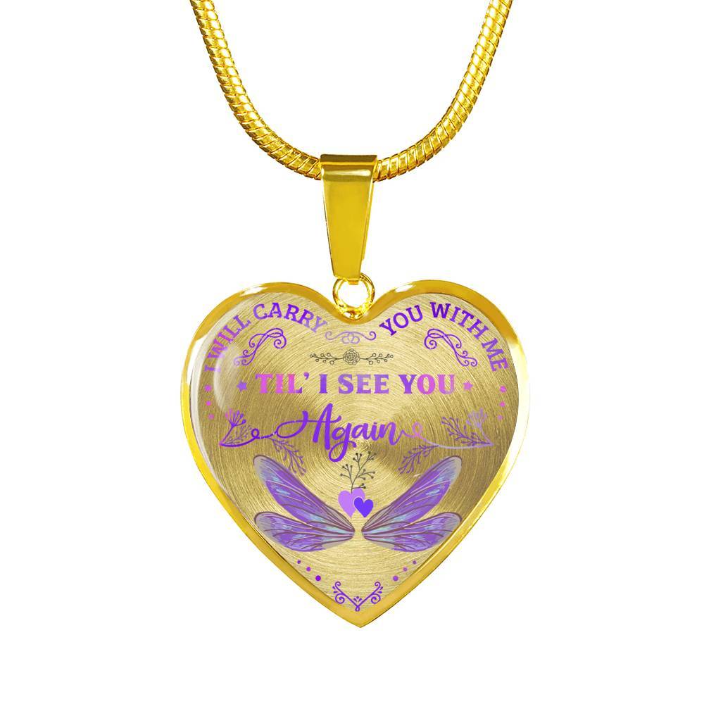 Dragonfly I Will Carry You with Me Til' I See You Again Heart Pendant Necklace - Heart Luxury Necklace (Gold Plated) Dragonfly I Will Carry You with Me Til' I See You Again Heart Pendant Necklace - Heart Luxury Necklace (Gold Plated)