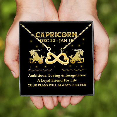 Capricorn Zodiac Your Plans Will Always Succeed Infinity Heart Pendant Necklace -  Zodiac Birthday Gifts For Astrology