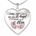 Daddy's Girl I Used to Be His Angel Now He Is Mine Heart Pendant Necklace - Heart Luxury Necklace (Silver)