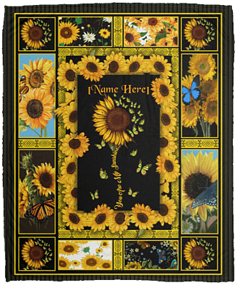 Personalized Sunflower Blanket You Are My Sunshine Fleece Blanket - Sherpa Blanket - Woven Blanket, White, Cozy Plush Fleece Blanket - 50x60