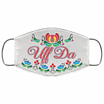 Uff Da Washable Reusable Custom - Printed Cloth Face Mask Cover, White, Cloth Face Cover – Medium/Large
