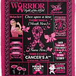 Personalized Breast Cancer Awareness a Girl Who Kicked Cancer Fleece - Mink Sherpa - Woven Blanket, White, Cozy Plush Fleece Blanket - 50x60