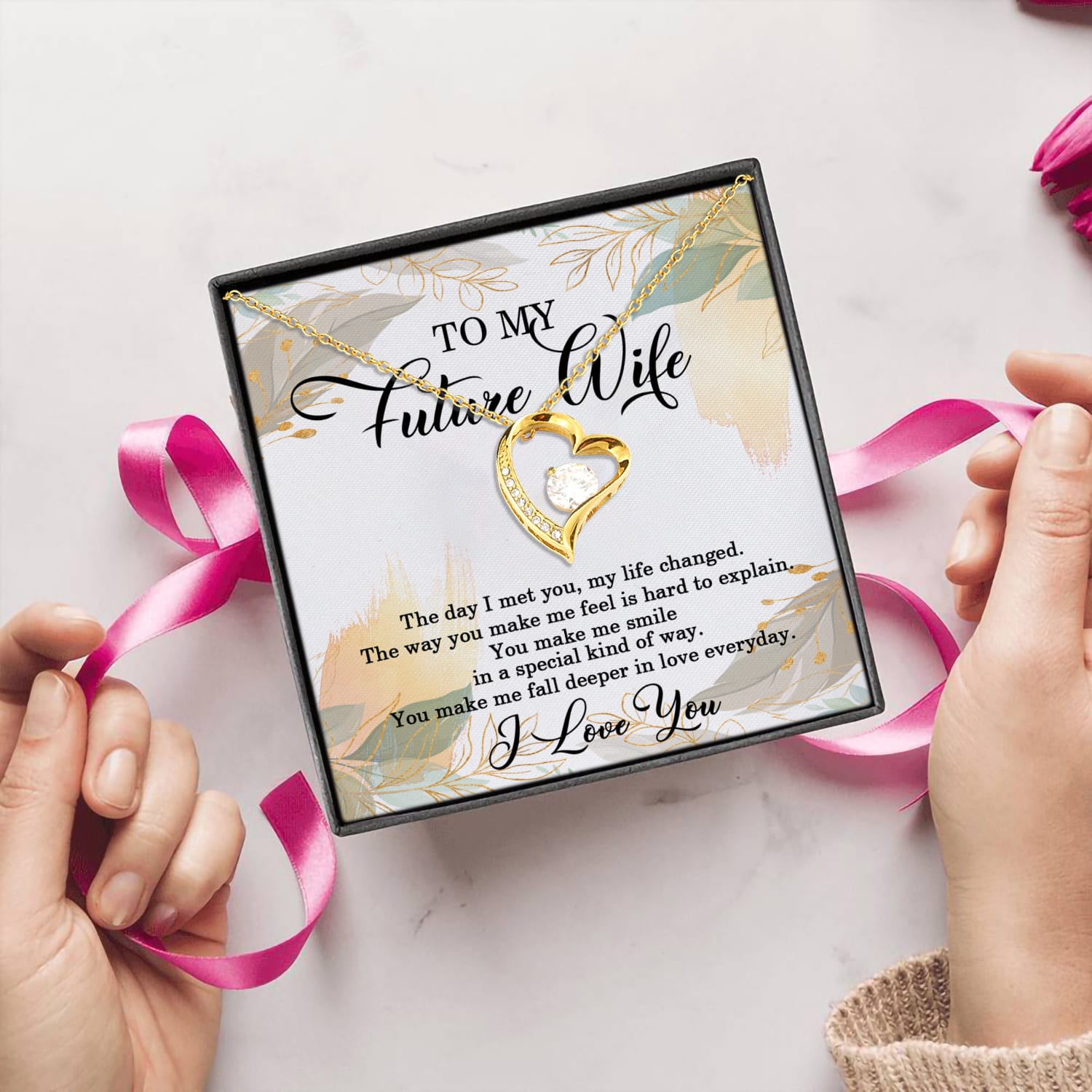 13O.Future Wife(3) Forever Love Necklace (Gold) 5
