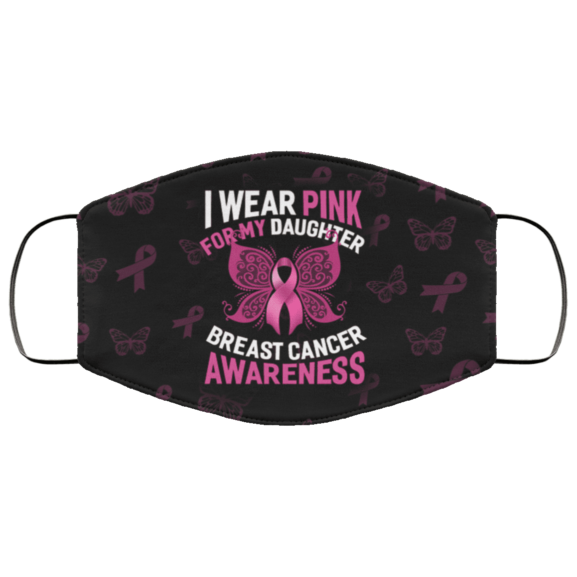 Breast Cancer Awareness Pink Ribbon I Wear Pink for My Daughter Washable Reusable Custom - Printed Cloth Face Mask Cover, Black, Cloth Face Cover – Medium/Large