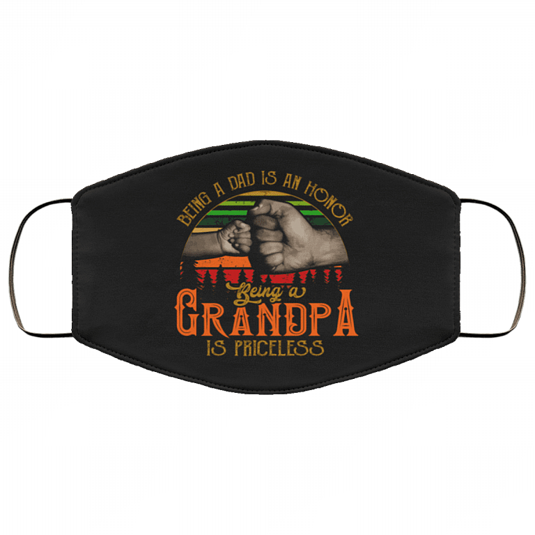 Being A Dad Is An Honor Being A Grandpa Is Priceless Washable Reusable Custom - Printed Cloth Face Mask Cover, White, Cloth Face Cover – Medium/Large