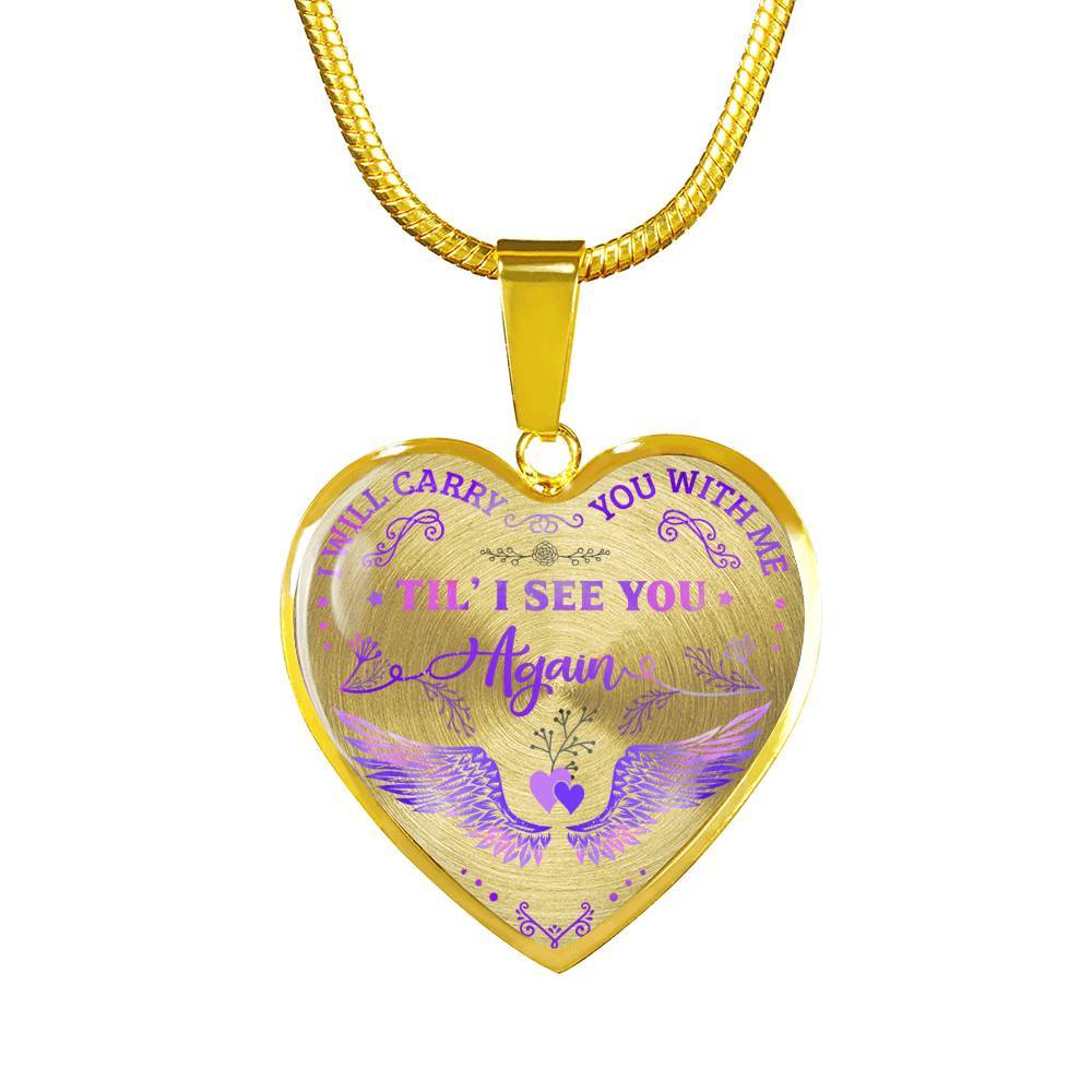 Wings I Will Carry You with Me Til' I See You Again Heart Pendant Necklace - Heart Luxury Necklace (Gold Plated) Wings I Will Carry You with Me Til' I See You Again Heart Pendant Necklace - Heart Luxury Necklace (Gold Plated)