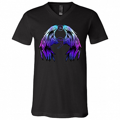You Matter Wings Suicide Prevention Awareness T-shirt - V-neck - Semicolon Purple And Teal Shirt, Black, V-Neck T-Shirt