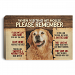 Golden Retriever When Visiting My House Please Remember Gallery Wrapped Framed Canvas Prints - Unframed Poster, White, 0.75'' Framed Canvas Golden Retriever When Visiting My House Please Remember Gallery Wrapped Framed Canvas Prints - Unframed Poster, White, 0.75'' Framed Canvas