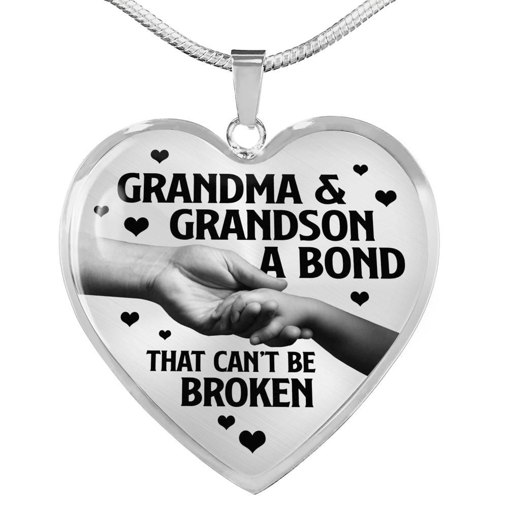 Grandma and Grandson a Bond That Can't Be Broken Heart Pendant Necklace - Heart Luxury Necklace (Silver) Grandma and Grandson a Bond That Can't Be Broken Heart Pendant Necklace - Heart Luxury Necklace (Silver)