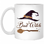 Bad Witch Good Witch Besties Matching Ceramic Coffee Mug - Witches Brew Mug Best Friend Gift, White, 11 oz. White Mug