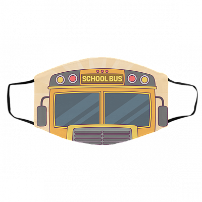 School Bus - Cool Bus Washable Reusable Custom Printed Cloth Face Mask Cover, White, Cloth Face Cover – Medium/Large
