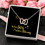 The Best Sisters Are Born In February Interlocking Hearts Pendant Necklace - Sister Birthday Gifts from Sister