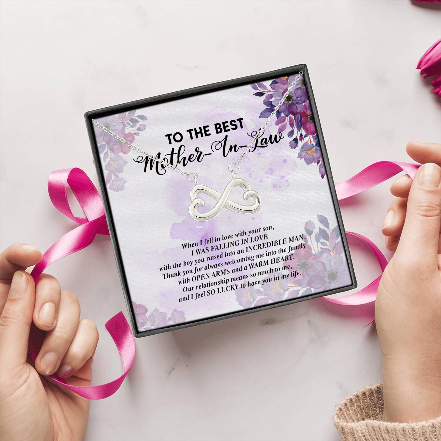 4LV. With Your Son(4) Infinity Heart Necklace (Silver) 5